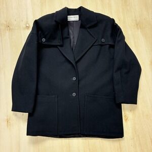 Ultima Moda Jacket Womens 6 Black Wool 3/4 Sleeve Button Lined Pockets